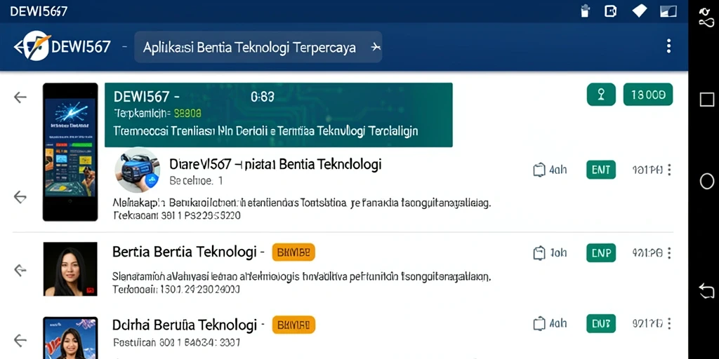 Antarmuka DEWI567 menampilkan berita teknologi terkini.