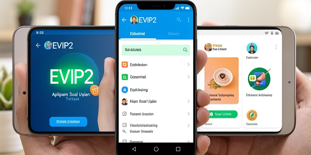 Antarmuka aplikasi EVIP2 yang interaktif untuk soal ujian.