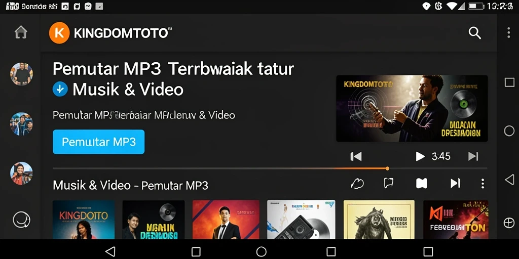Antarmuka KINGDOMTOTO menampilkan fungsi pemutar MP3 yang intuitif.