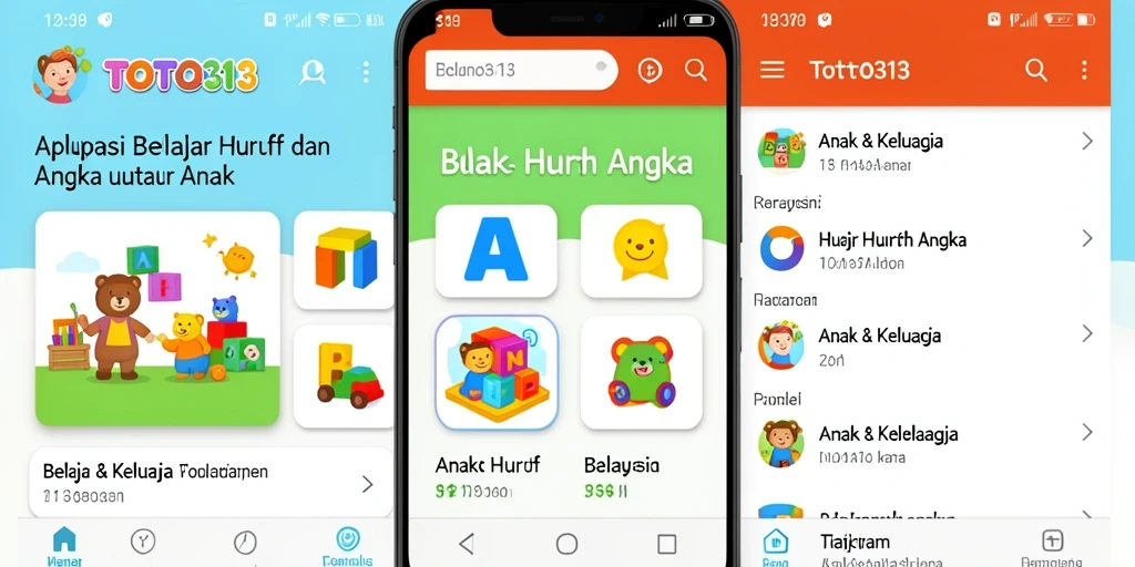Antarmuka TOTO313 yang ceria dan interaktif untuk belajar huruf dan angka.
