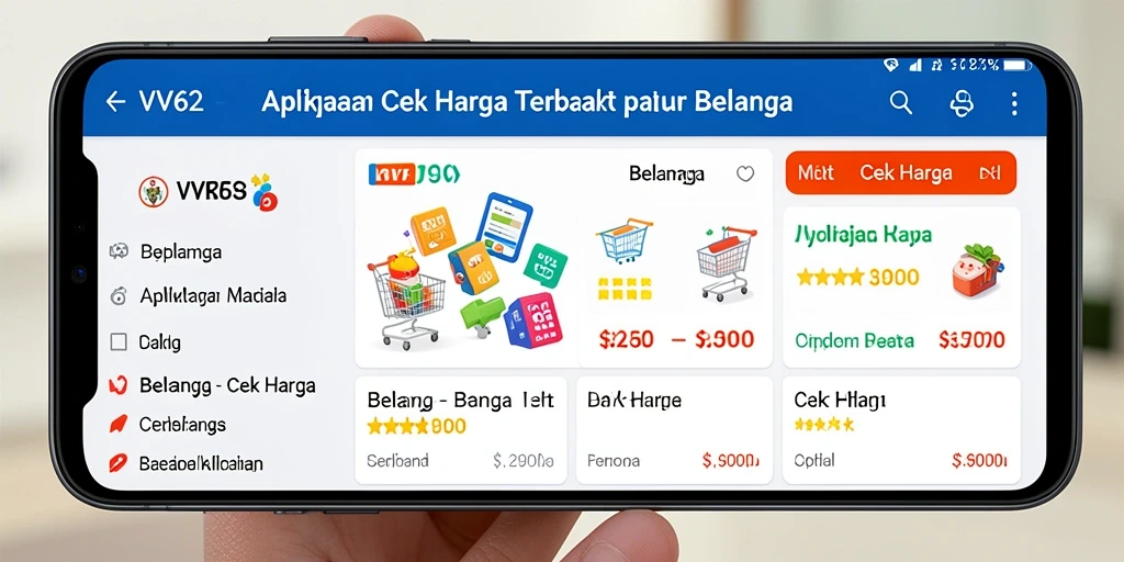 Tampilan antarmuka aplikasi VV62 saat membandingkan harga.