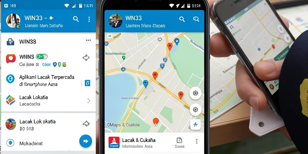 Tampilan antarmuka aplikasi WIN33 saat melacak lokasi pengguna.