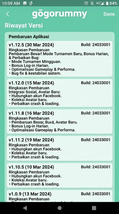 Riwayat Versi Aplikasi gogorummy untuk Pengguna Android